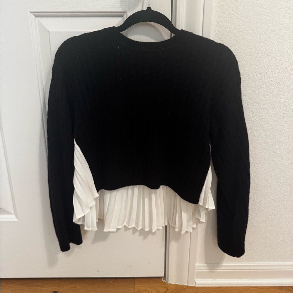 Sandro Black Knit with White Accents